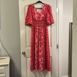 Taylor Printed Red & Pink Maxi Dress